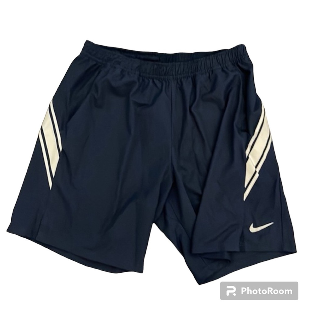 NIKE DriFit Navy Blue White Shorts Athletic Swoosh Size XL